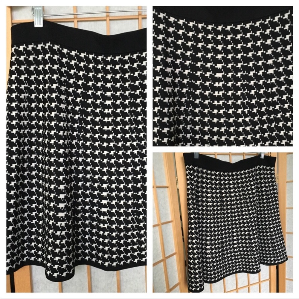 Max Studio Houndstooth Black/White Skirt SZ L